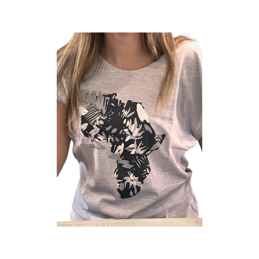 Wildlife Works Women's Tee Batwing Tee: Gray Africa Floral