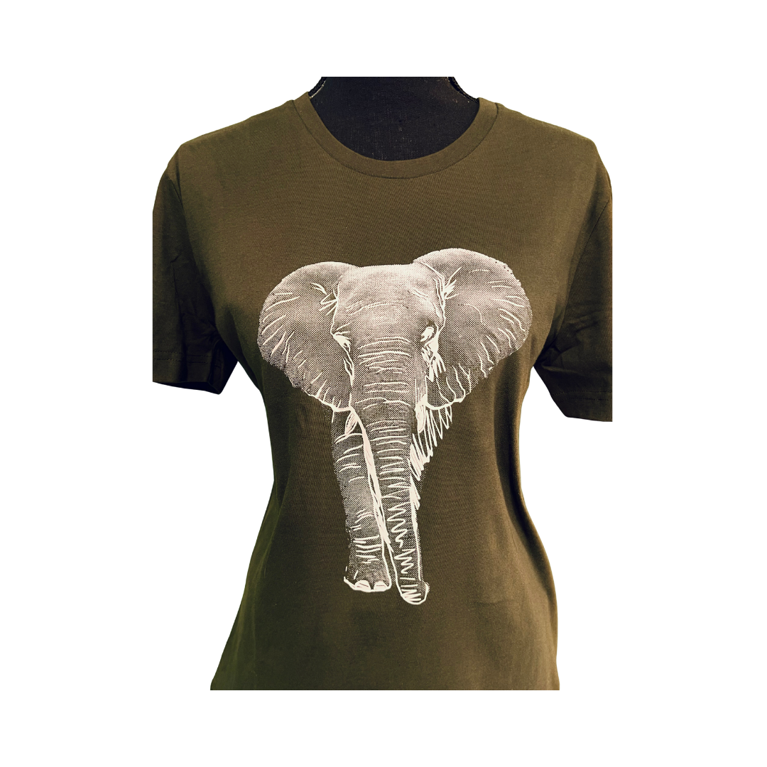 Wildlife Works Elephant Green Tee 100% Organic Cotton Crew Neck