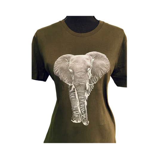 Wildlife Works Elephant Green Tee 100% Organic Cotton Crew Neck