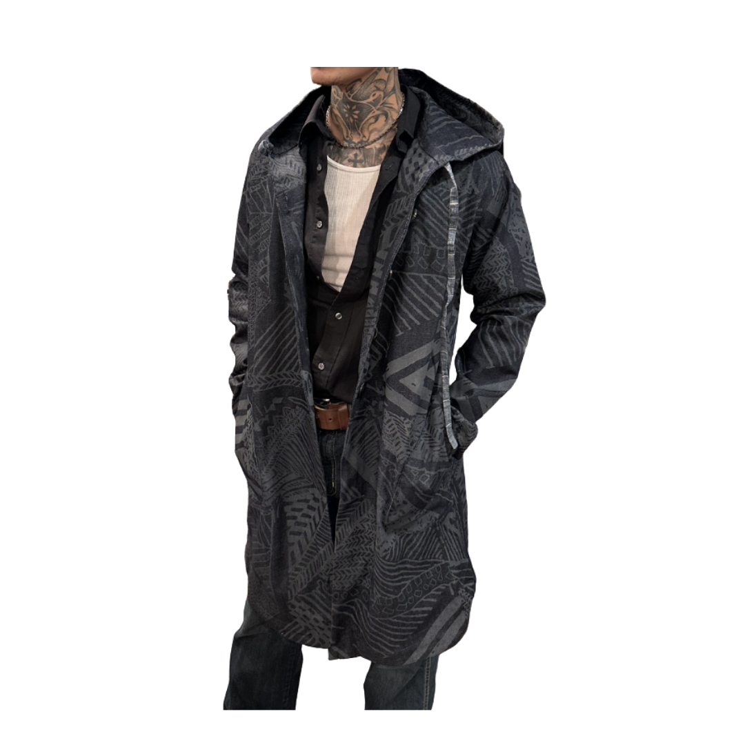 Denim Hooded Long Jacket (Unisex) by Wildlife Works