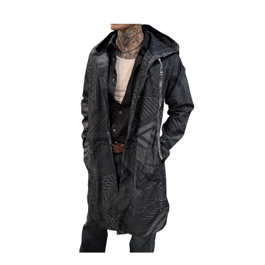 Denim Hooded Long Jacket (Unisex) by Wildlife Works