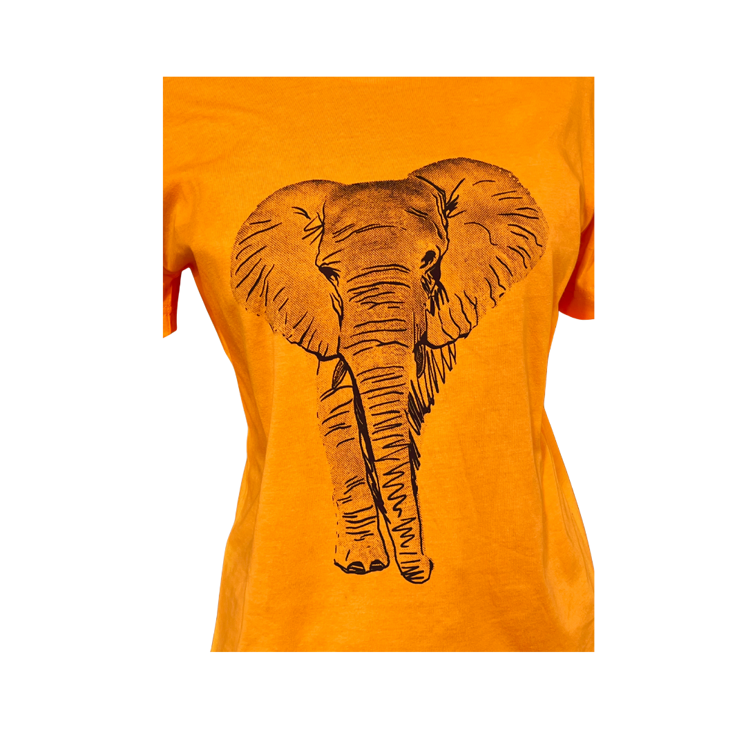 Wildlife Works Yellow Elephant Tee 100% Organic Cotton Crew Neck