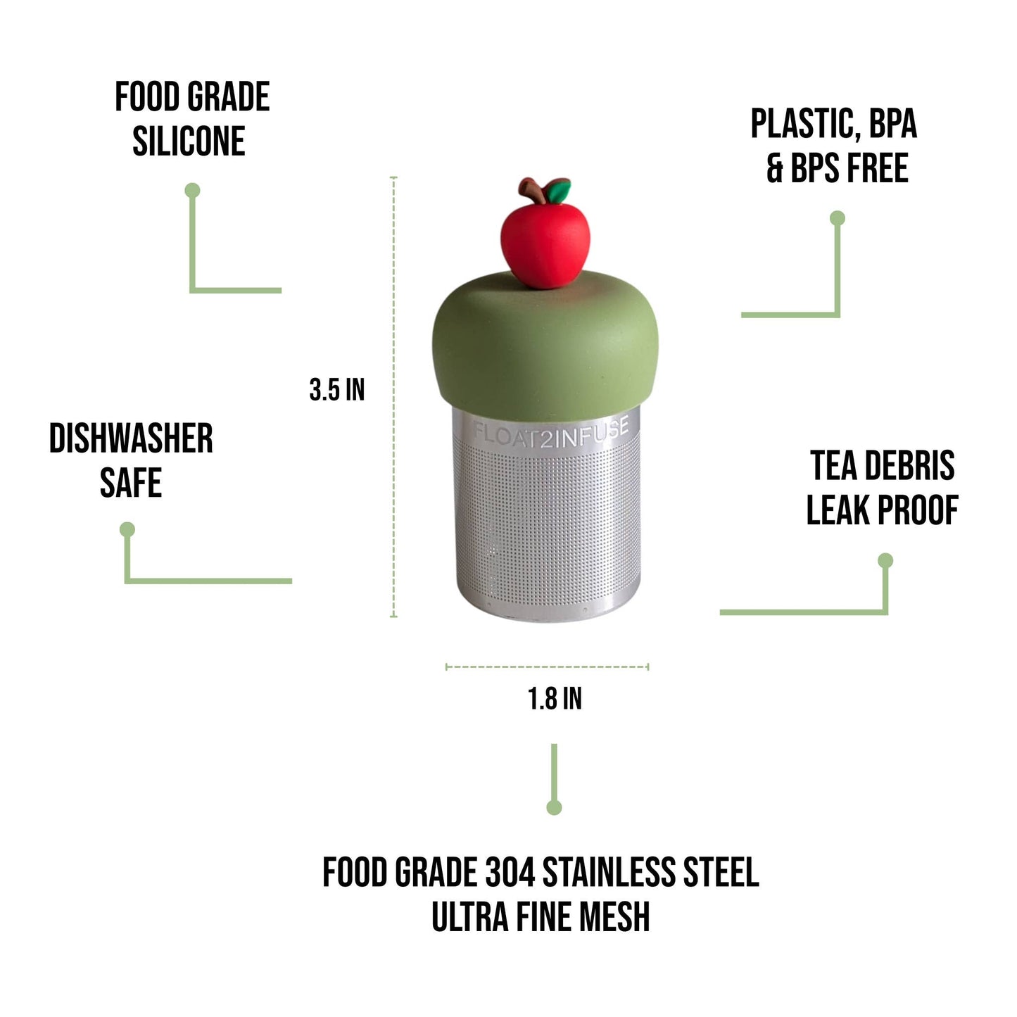 Red Apple | Floating Tea Infuser | Green Base | Red