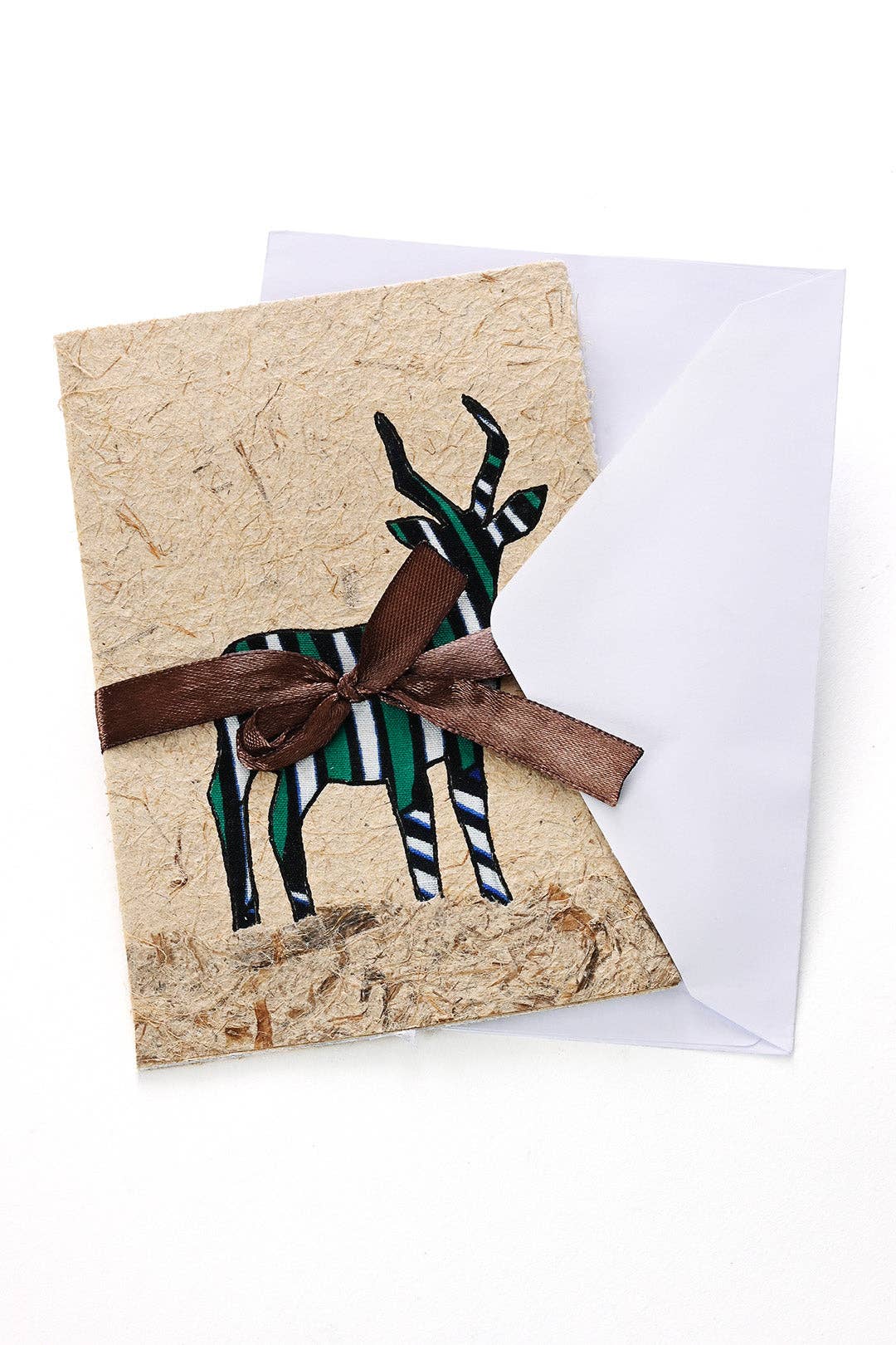 Recycled Paper Card with Kitenge Cloth Kudu, Various Prints
