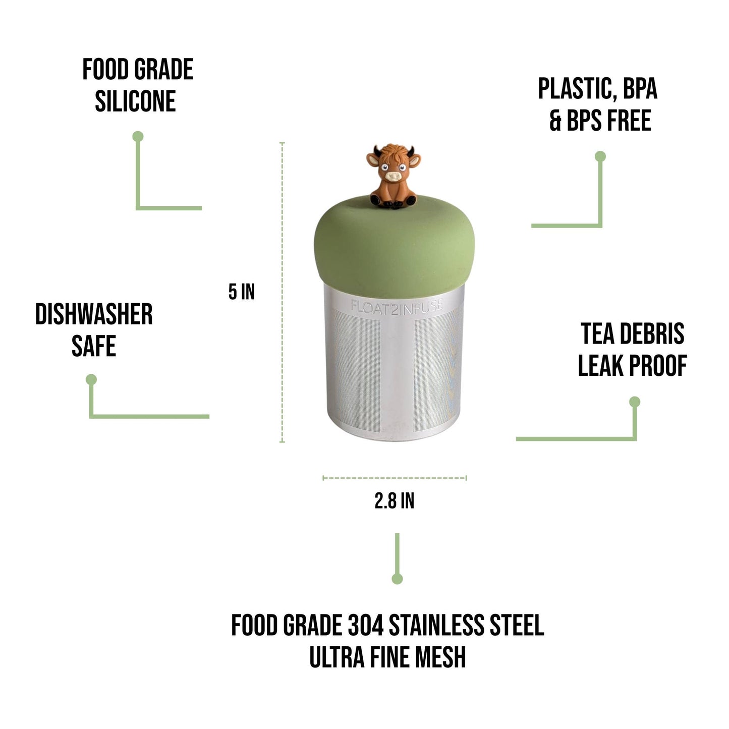 Christmas Mitten | Large Floating Tea Infuser | Green Base