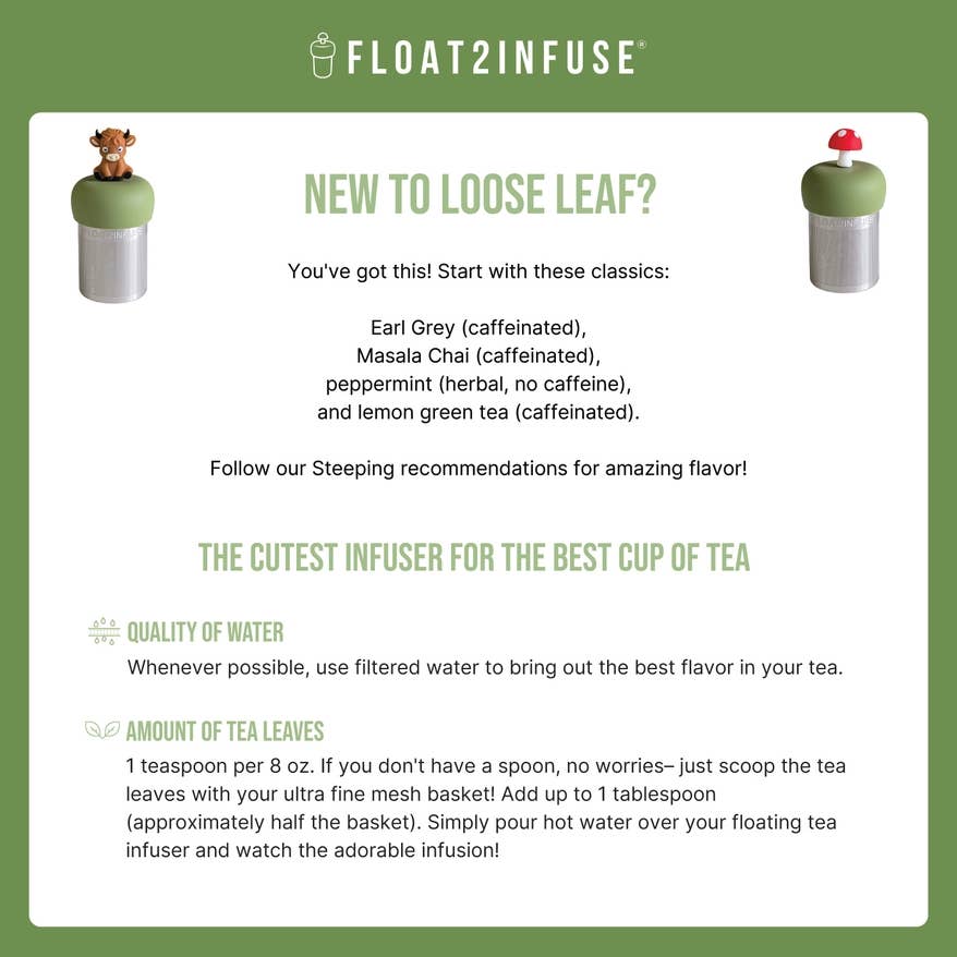 Otter | Large Floating Tea Infuser | Green Base |Brown Otter