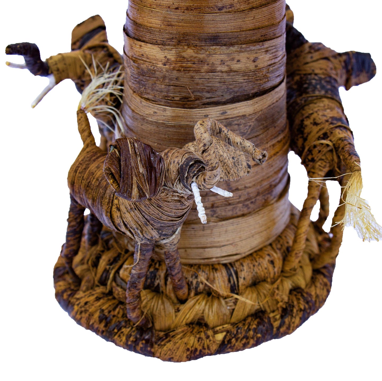 Banana Fiber Elephants Circling a Baobab Tree