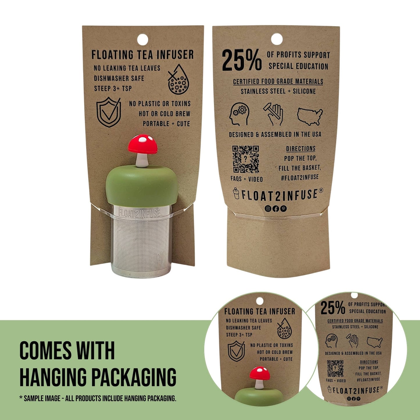 Red Apple | Floating Tea Infuser | Green Base | Red