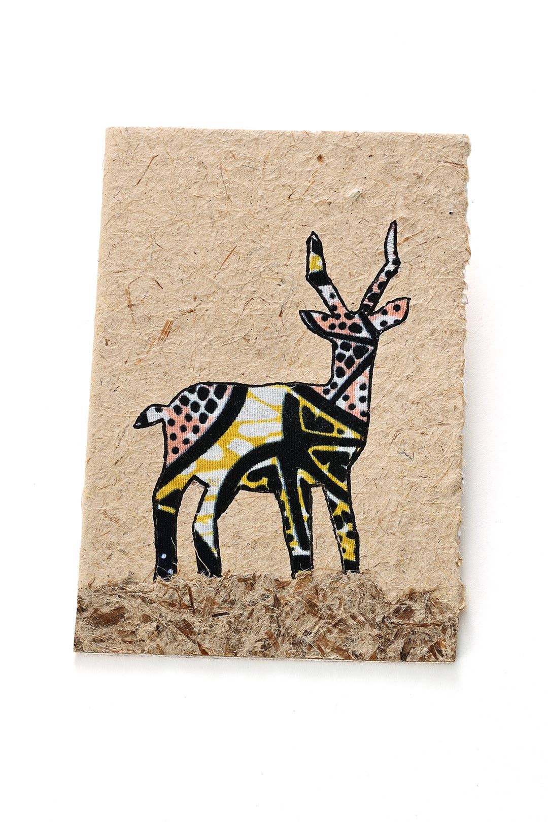 Recycled Paper Card with Kitenge Cloth Kudu, Various Prints