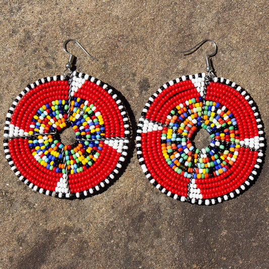 Maasai Bead Multicolor Circle Earrings - ASSORTED COLORS
