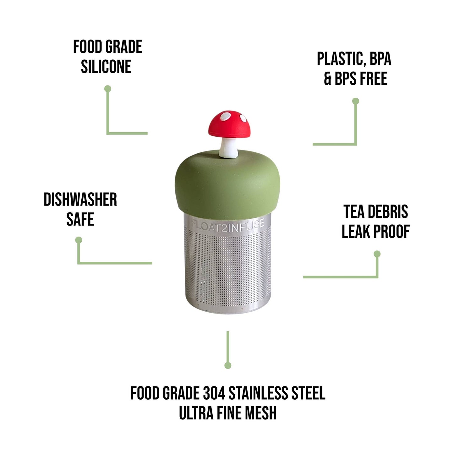 Mushroom | Floating Tea Steeper | Brown Base | Orange