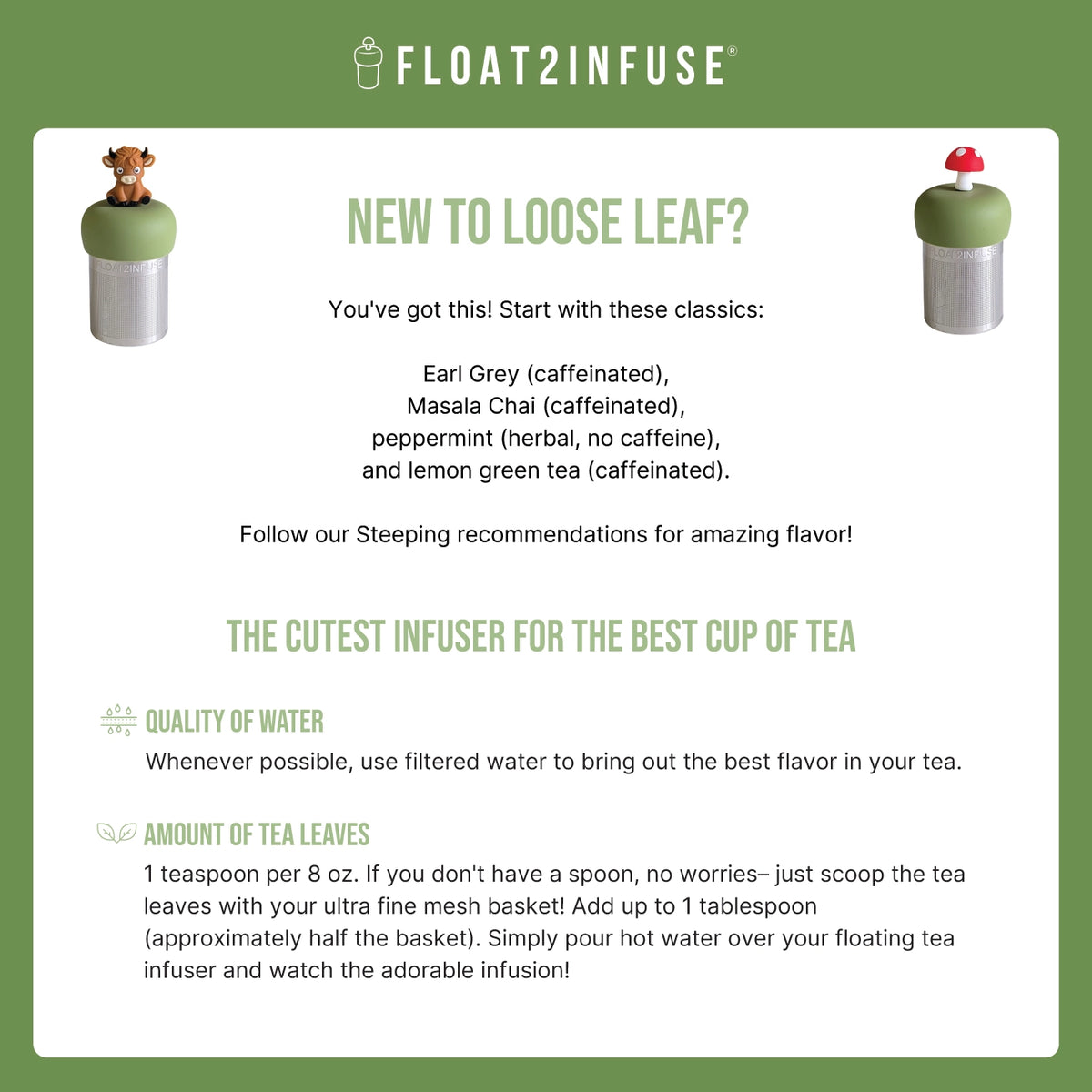 Baby Highland Cow | Floating Tea Infuser | Green Base