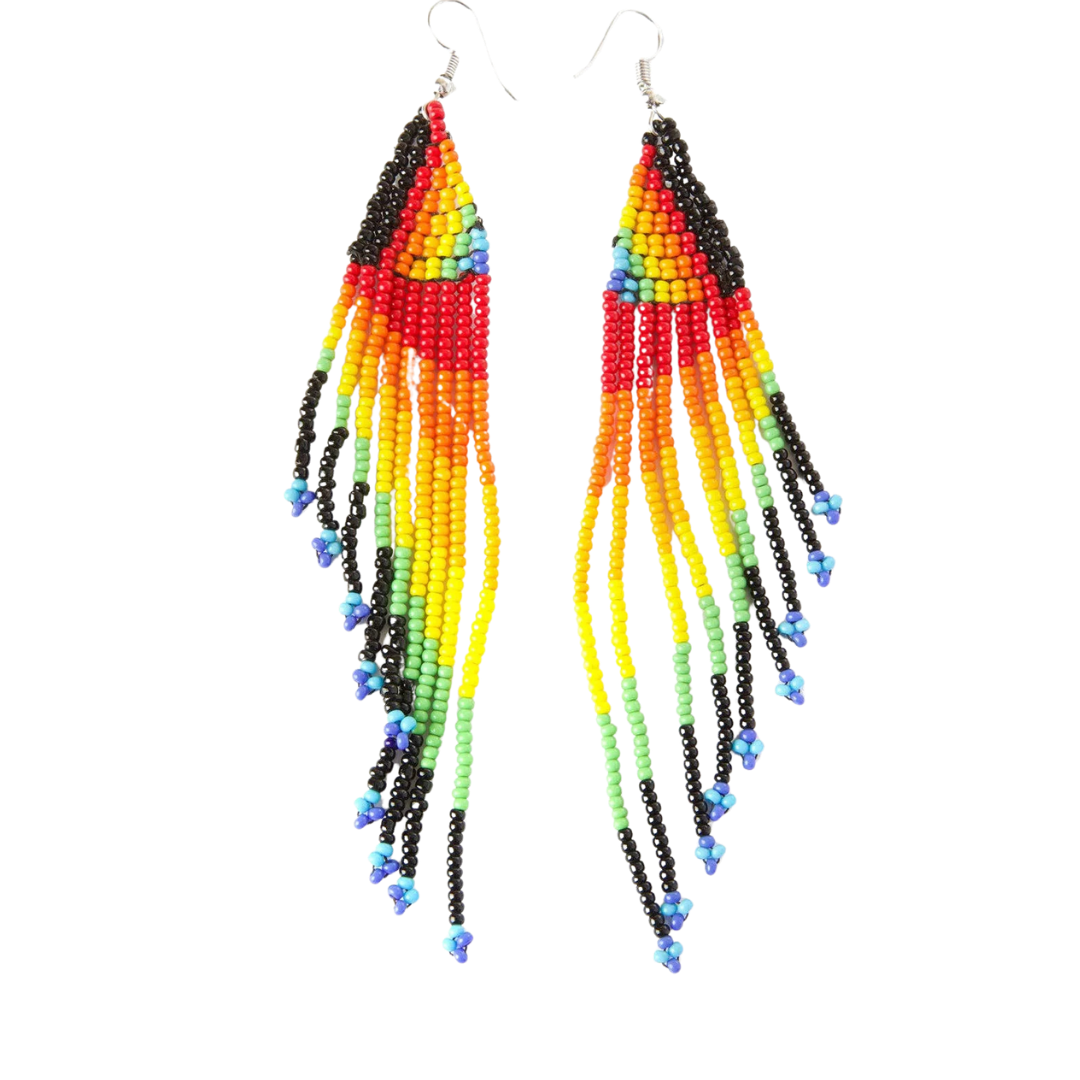 Pride Beaded Rainbow Fringe Earrings
